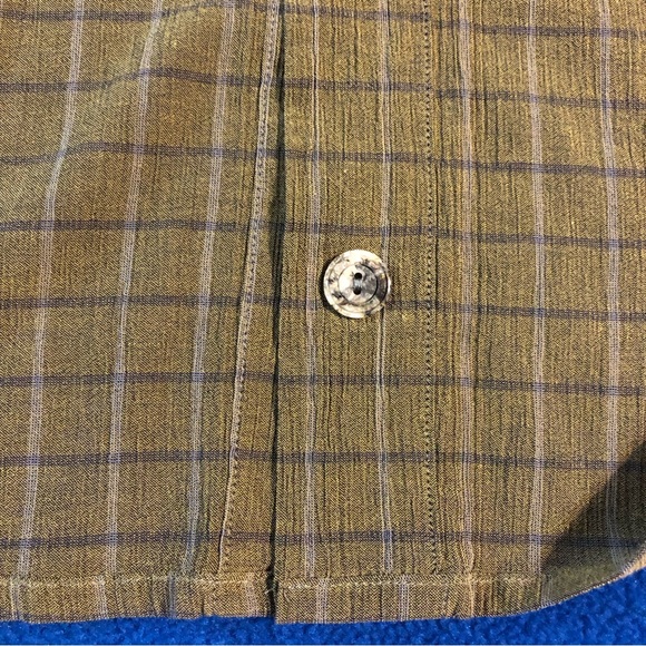 Men’s Signum Green Checkered Button Down Long Sleeve Pocket Cotton Size Medium - Picture 6 of 11